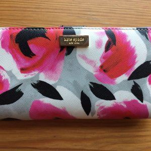 Kate Spade Black and Pink Floral Wallet